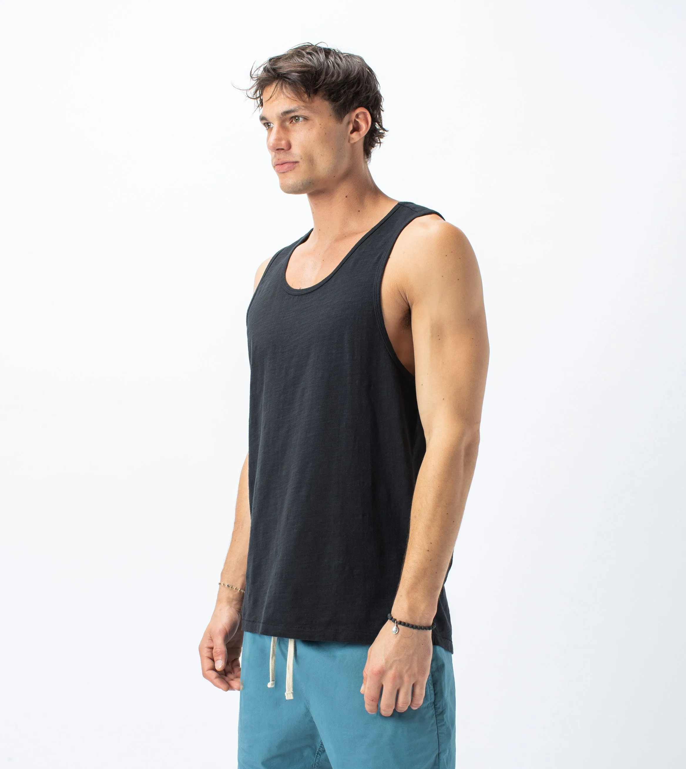 Slub Rugger Tank Smokey Black