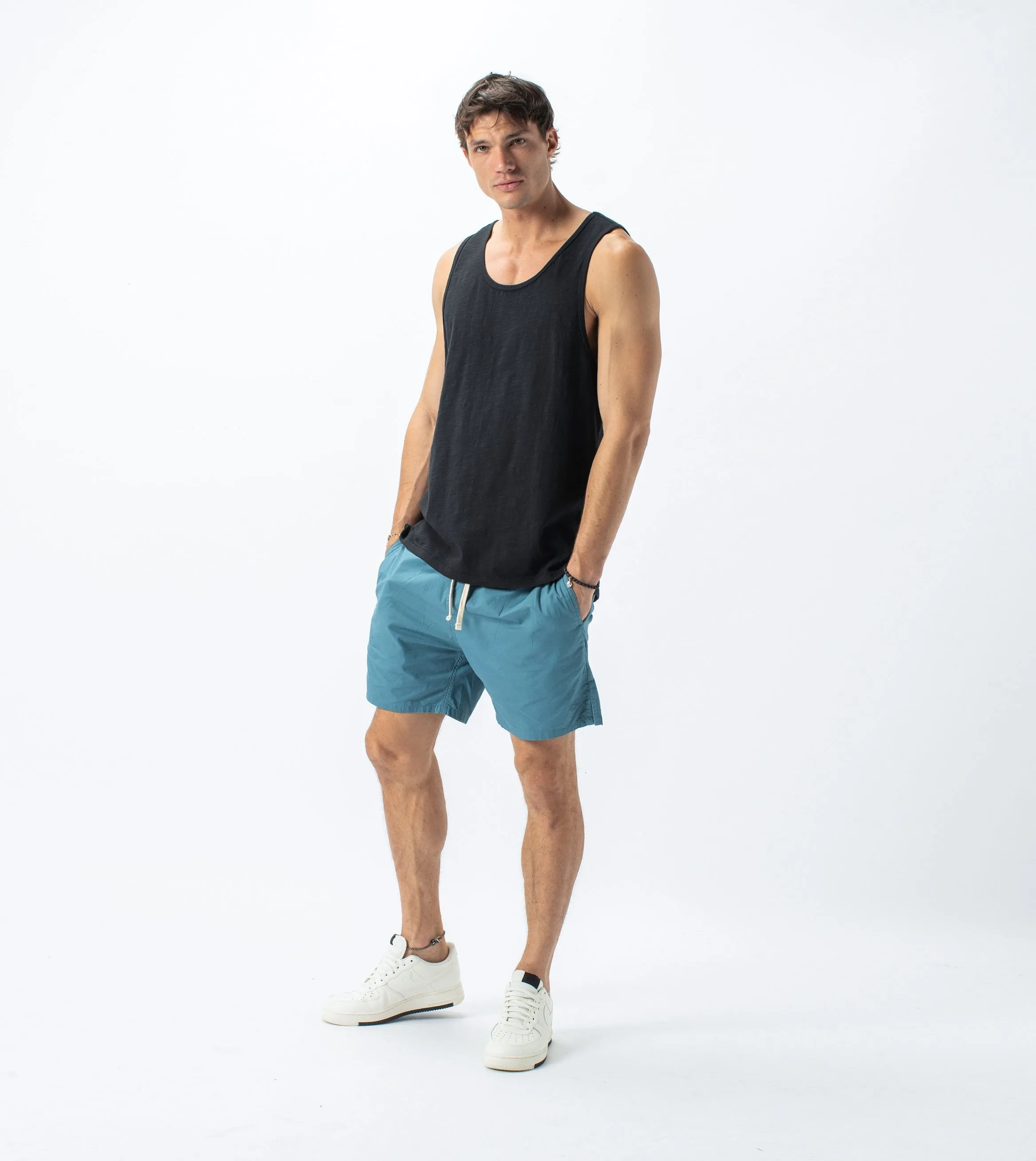 Slub Rugger Tank Smokey Black