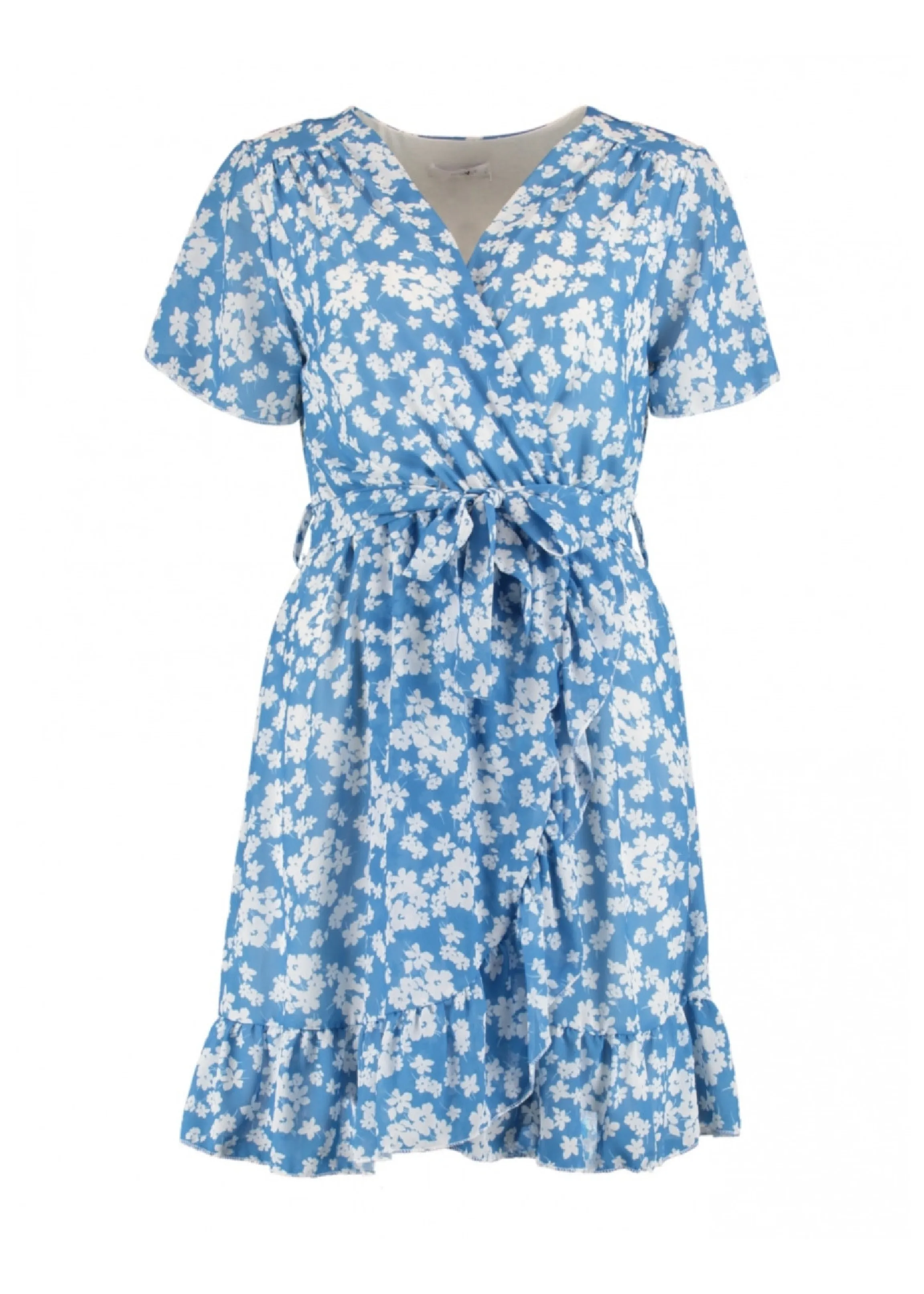 Sophie Summer Blue Floral Wrap Dress