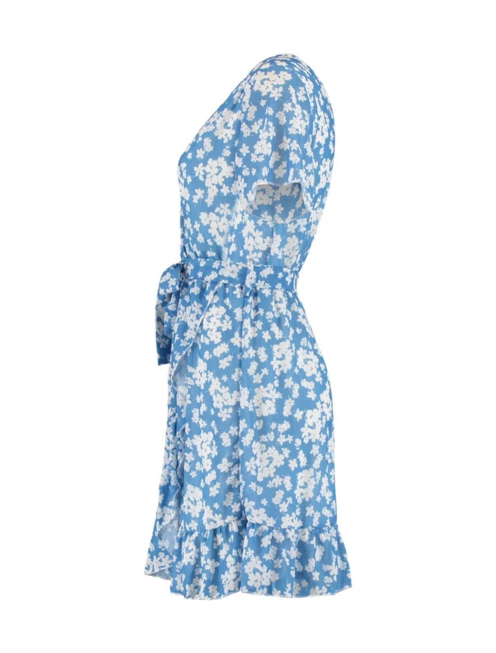 Sophie Summer Blue Floral Wrap Dress