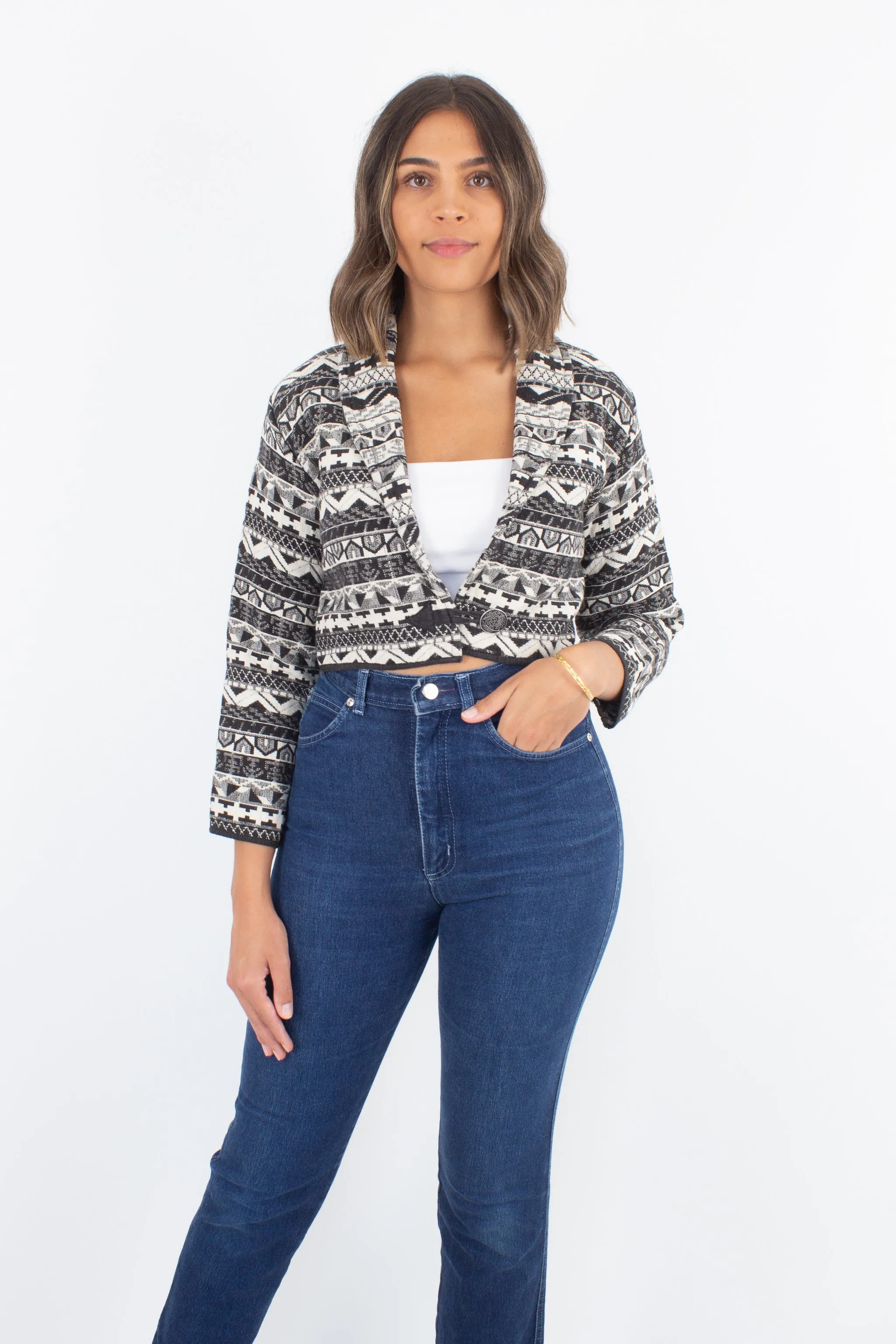 Southwestern Cropped Cotton Jacket - Size S