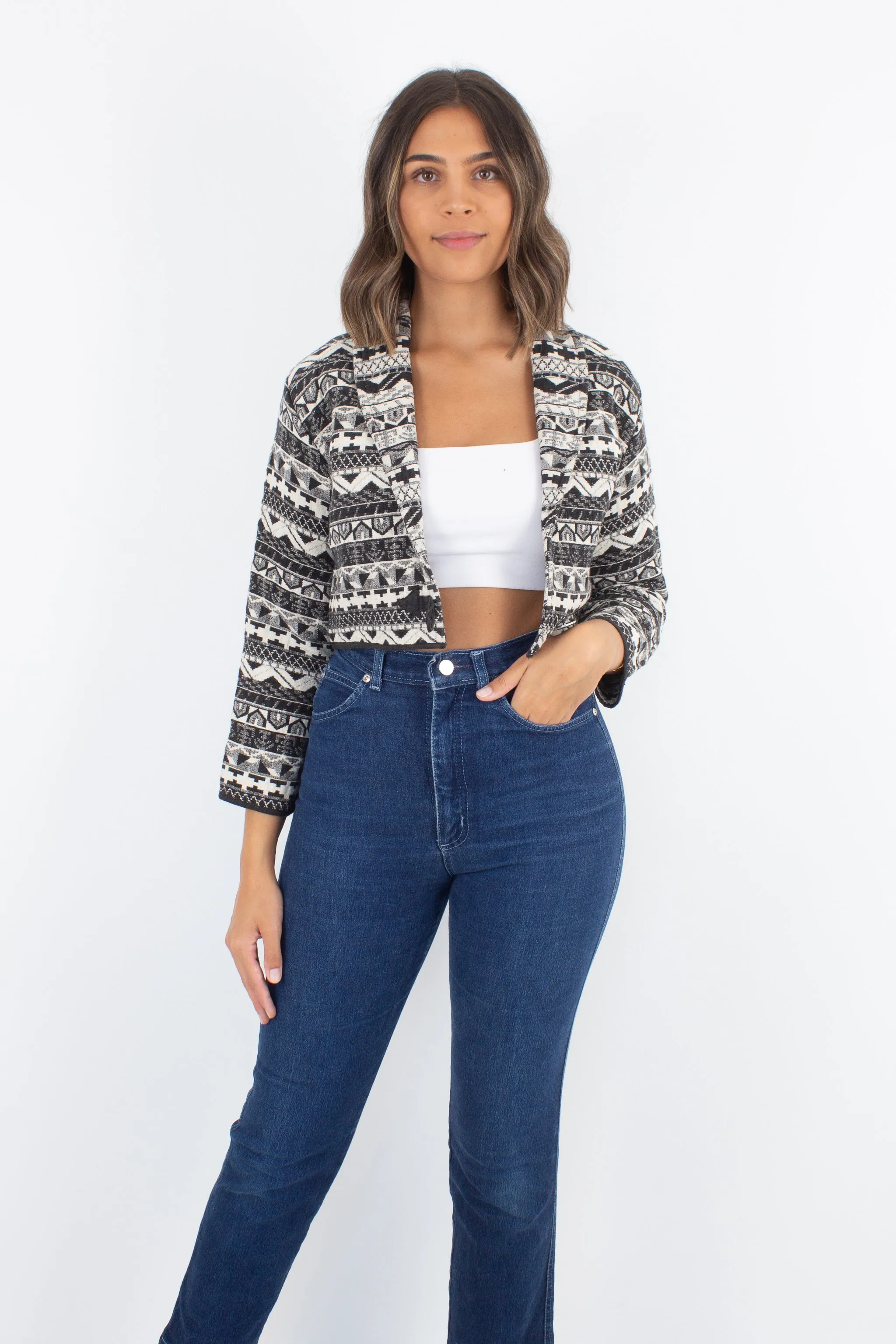 Southwestern Cropped Cotton Jacket - Size S