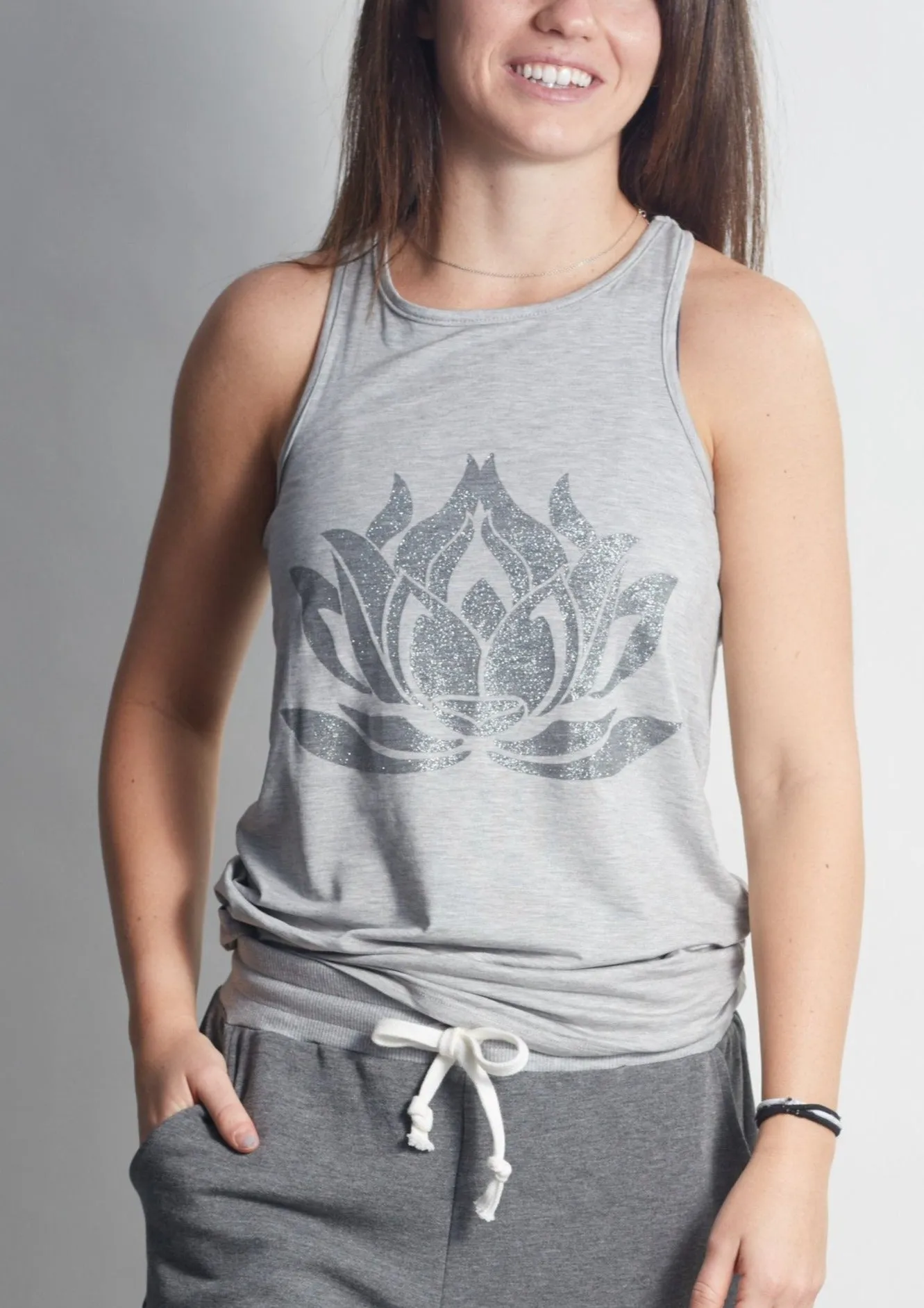 Sparkle LOTUS Heather Grey Racerback Tank