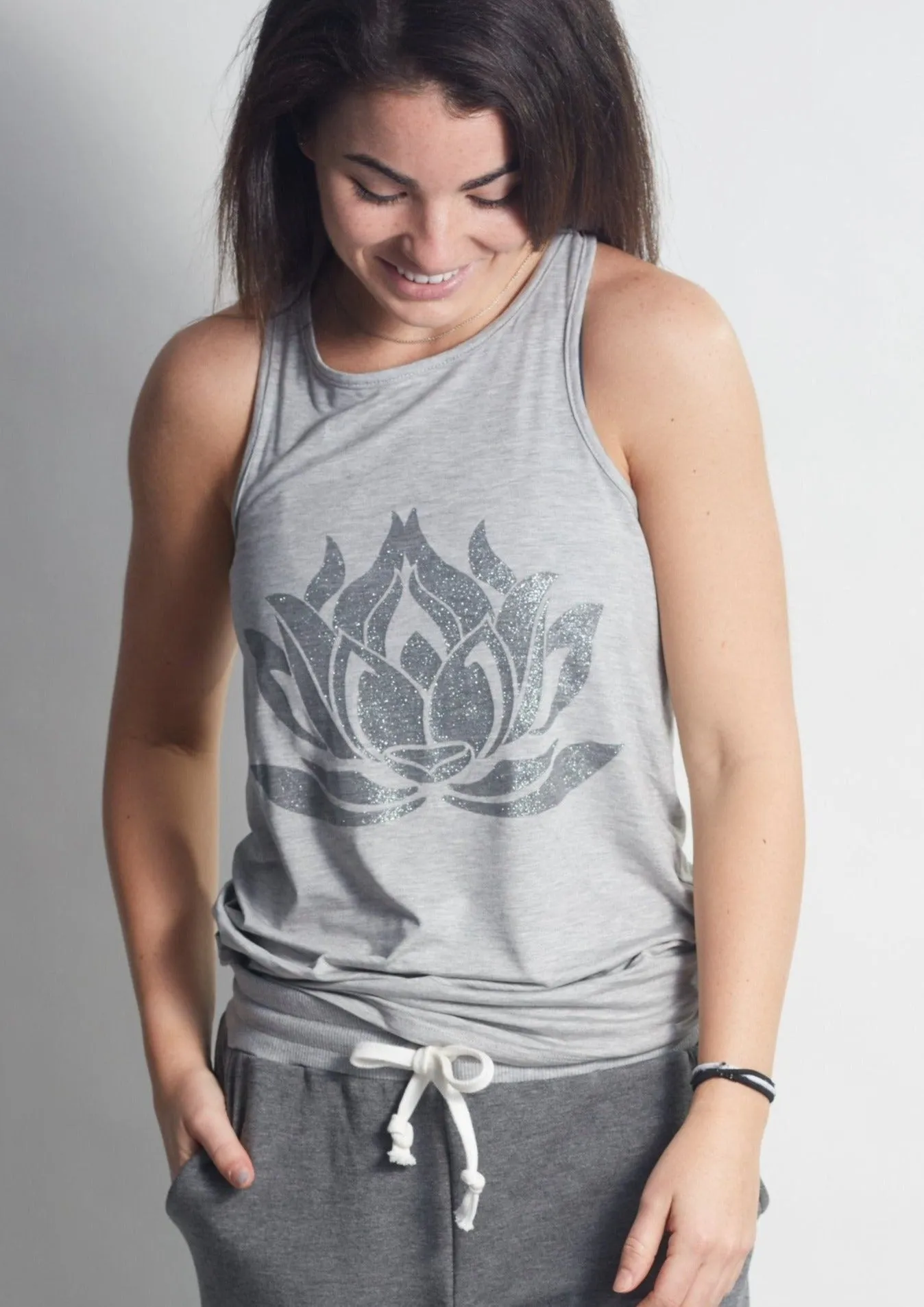 Sparkle LOTUS Heather Grey Racerback Tank