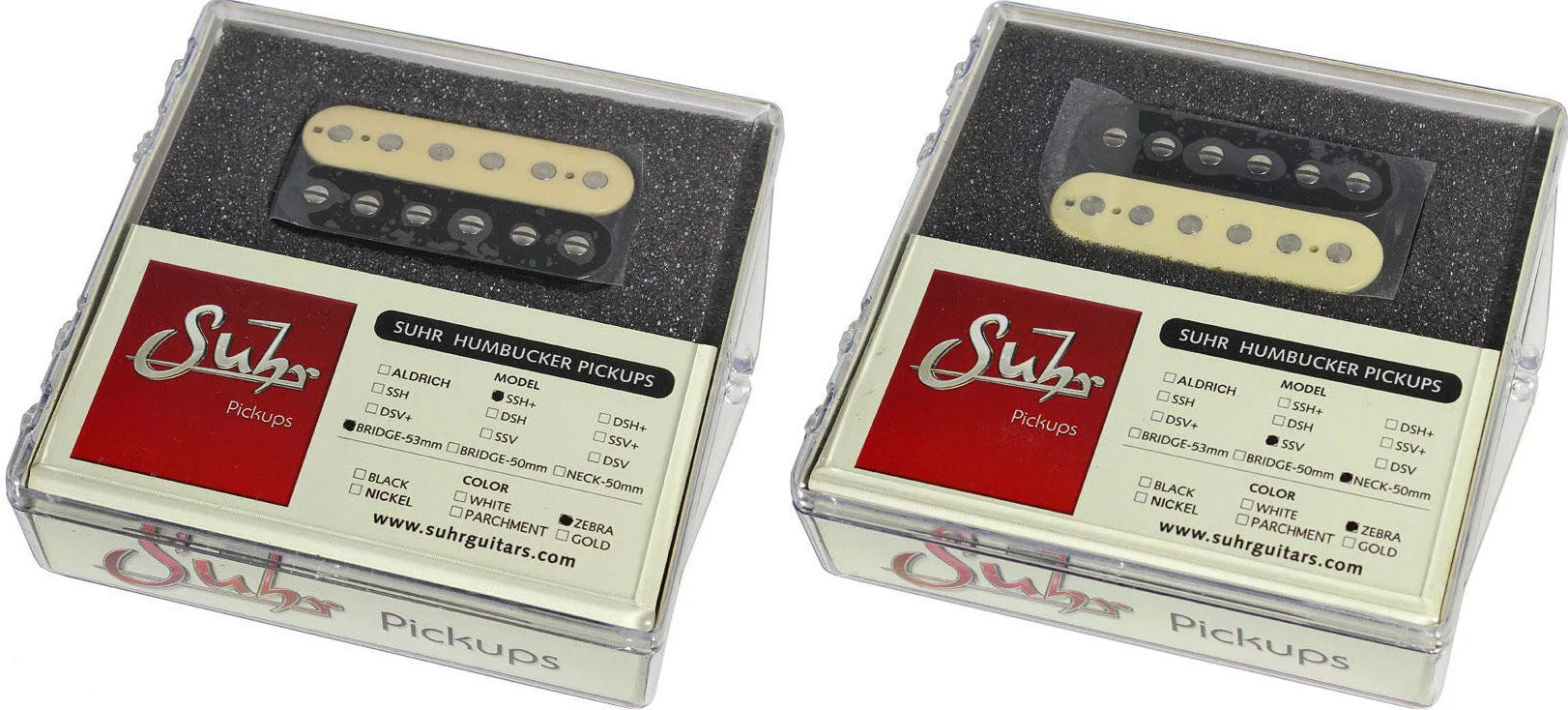 Suhr SSH  53mm Bridge, SSV Neck Pickup Set, Zebra