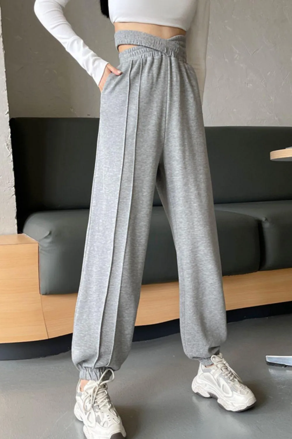 Unrestricted Crisscross Long Inseam Sweatpants
