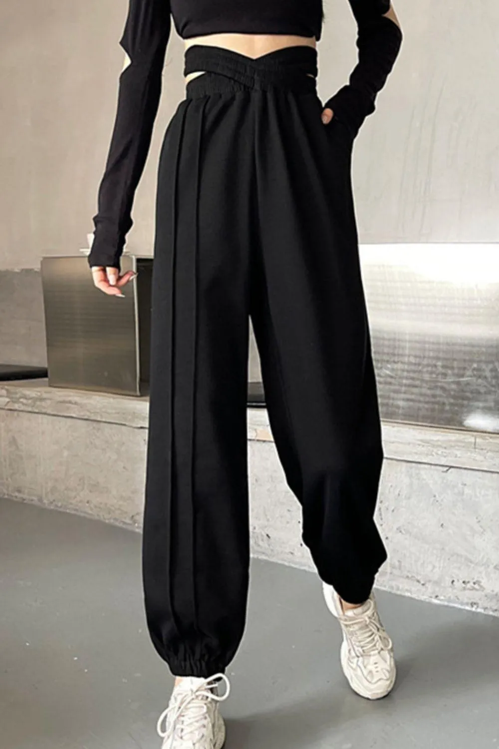 Unrestricted Crisscross Long Inseam Sweatpants