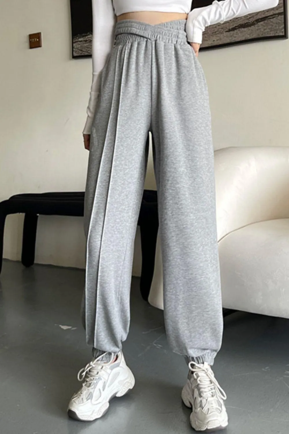 Unrestricted Crisscross Long Inseam Sweatpants