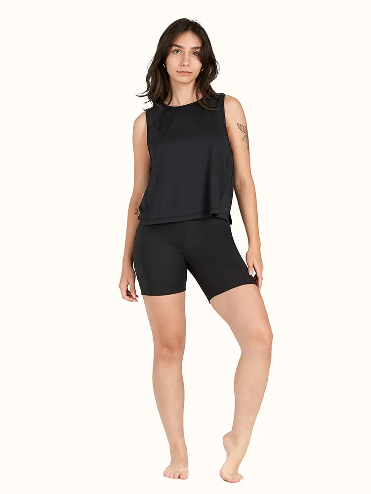 Women's High-Low Tank with Mesh Insert Black