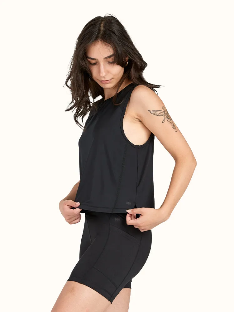 Women's High-Low Tank with Mesh Insert Black