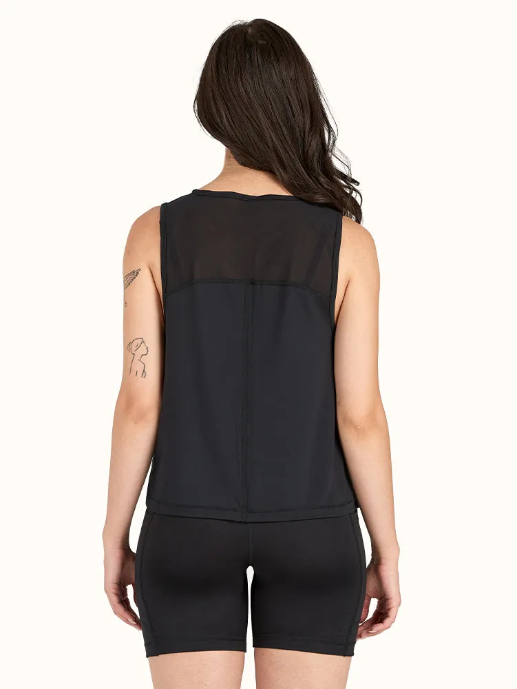 Women's High-Low Tank with Mesh Insert Black