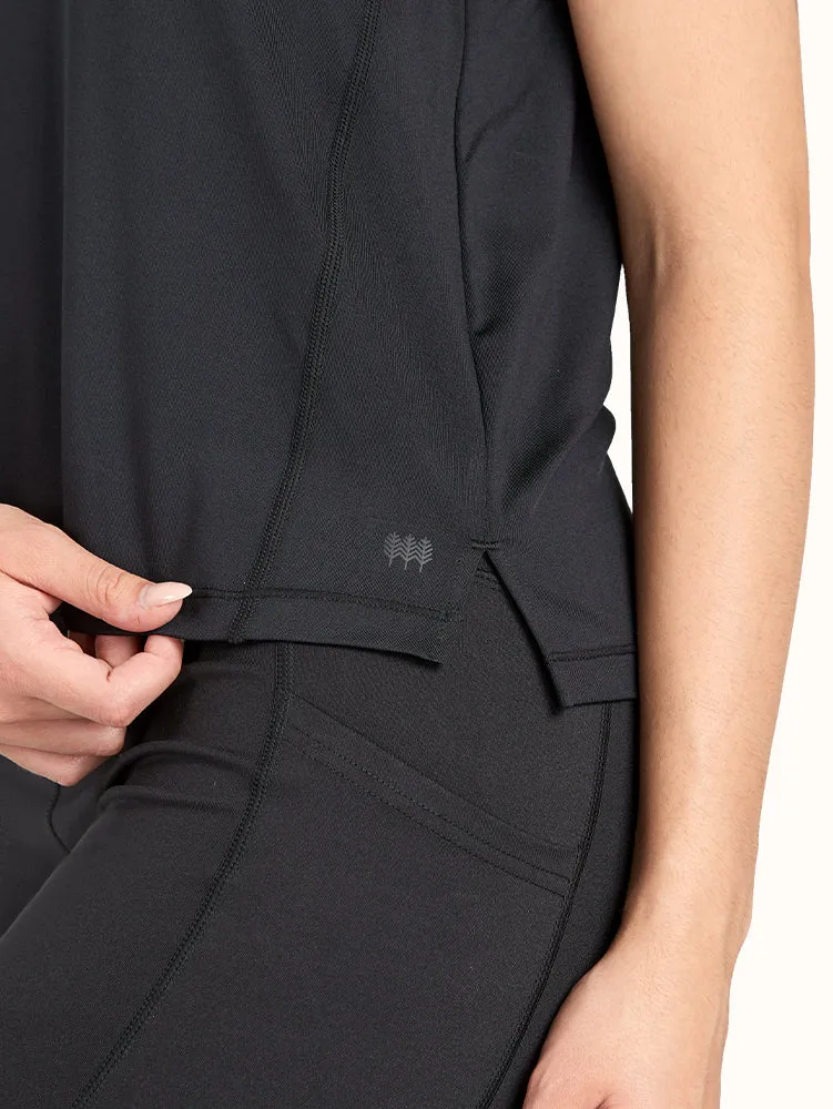 Women's High-Low Tank with Mesh Insert Black